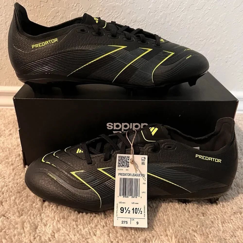 Adidas Predator League FT FG/MG Soccer Cleats Men Size 9.5 Black JI1118 NWT